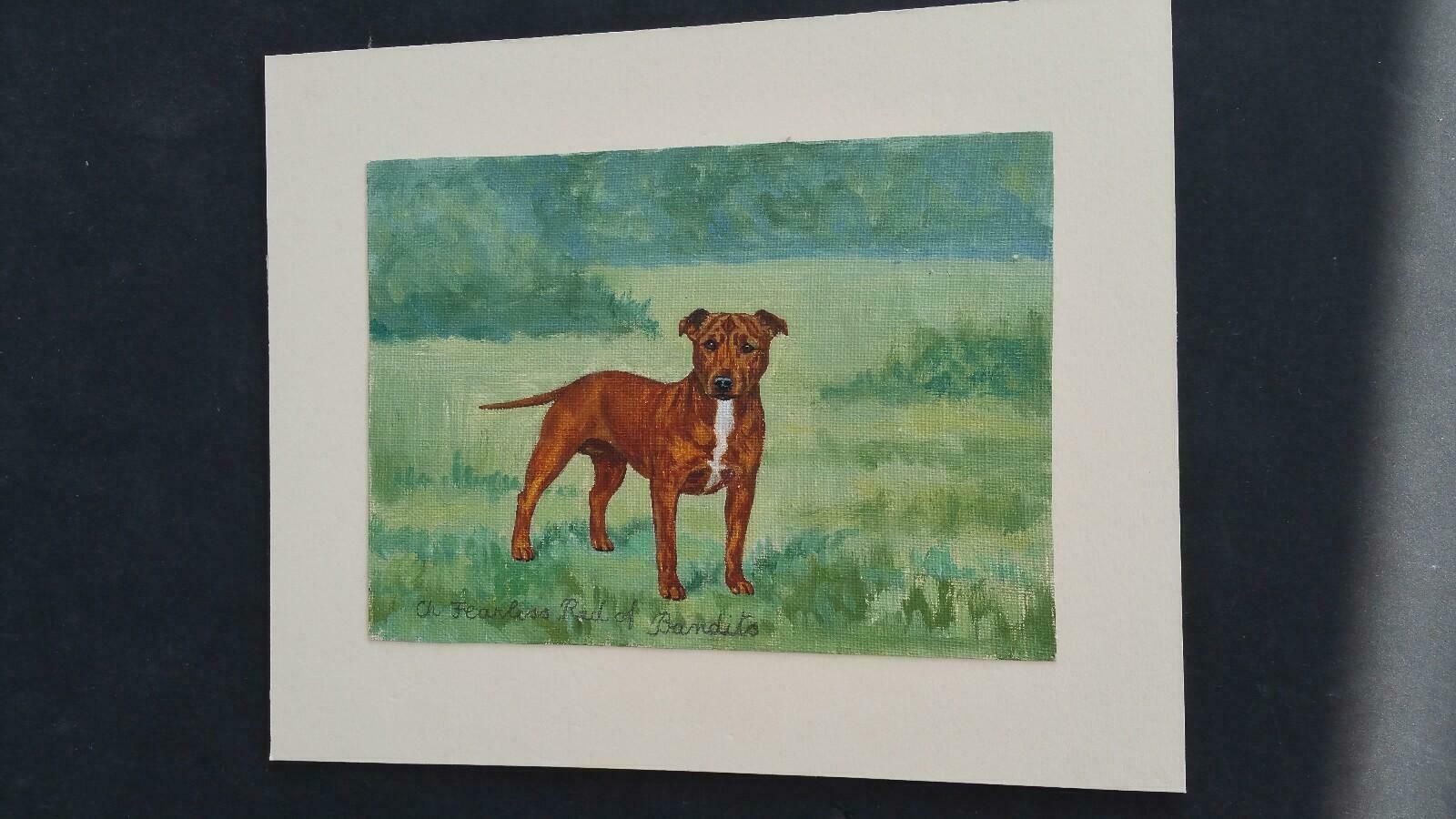 Dorothy Alexandra Johnsonenglish School Mid 20th Century Oil Painting Staffordshire Bull Terrier Dog C 1950s photo Art