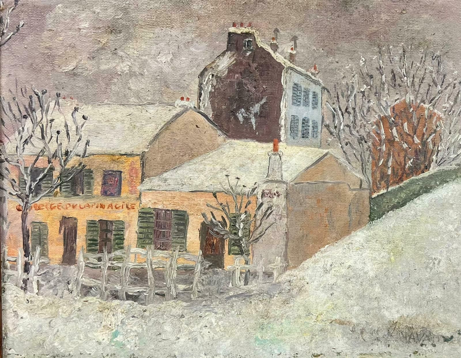 French Schoolmontmartre Paris In Snow Latin Agile Street Scene Signed French Oil 20thc photo furniture