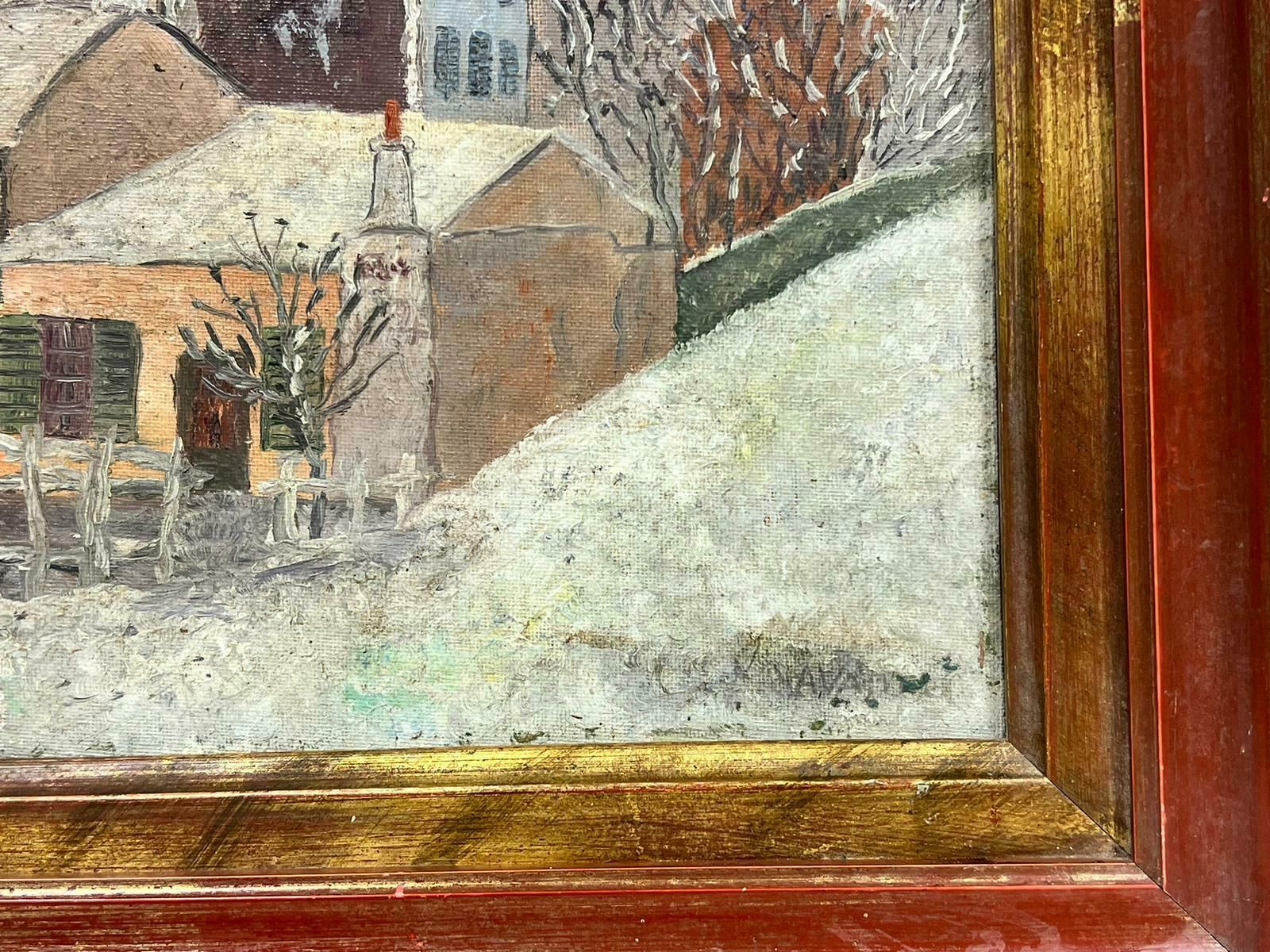French Schoolmontmartre Paris In Snow Latin Agile Street Scene Signed French Oil 20thc photo Art