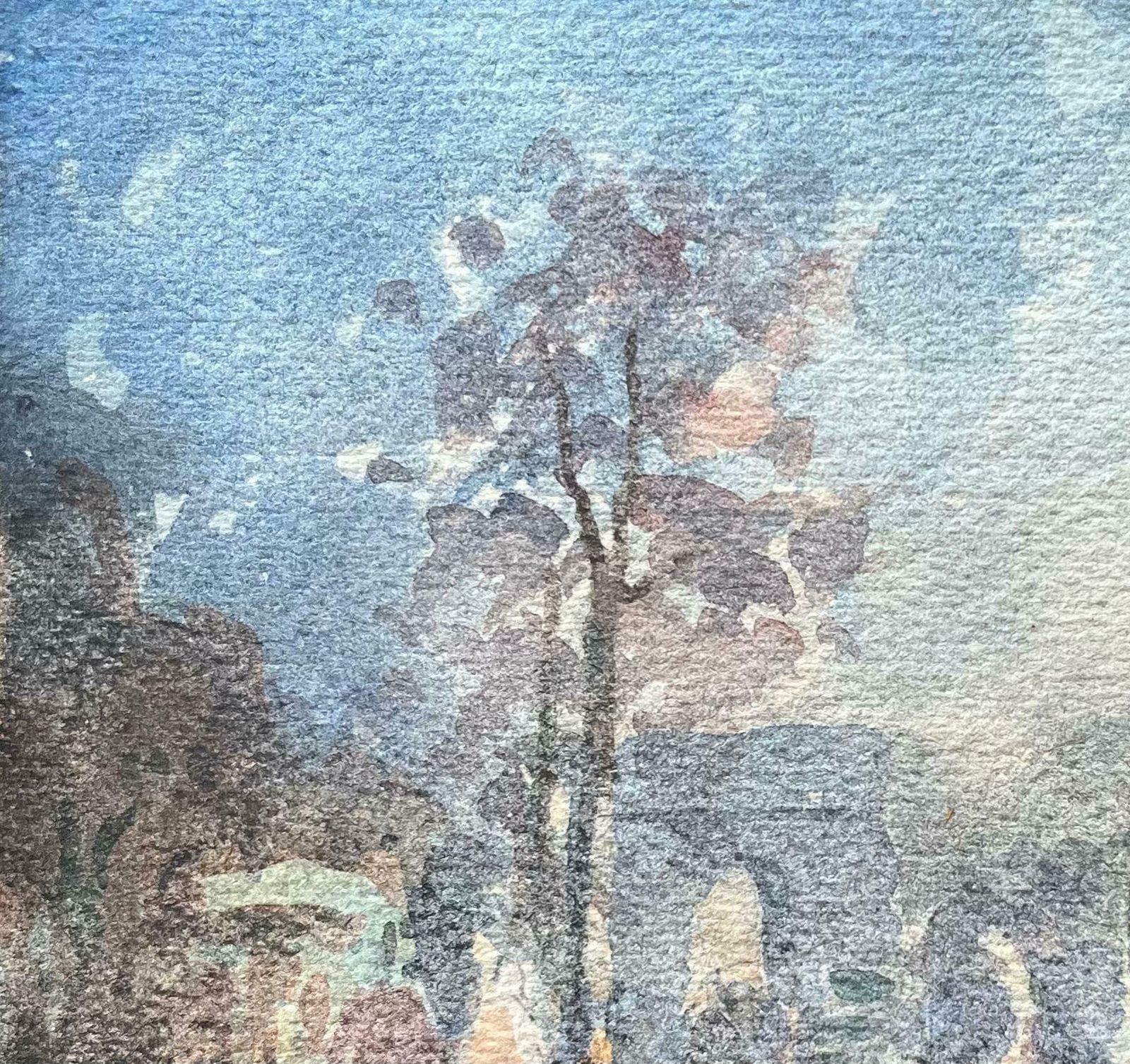 Maurice Mazeiliefrench Impressionist Watercolor Of Park With View Of Champs élysées At Dusk20th Century photo for sale