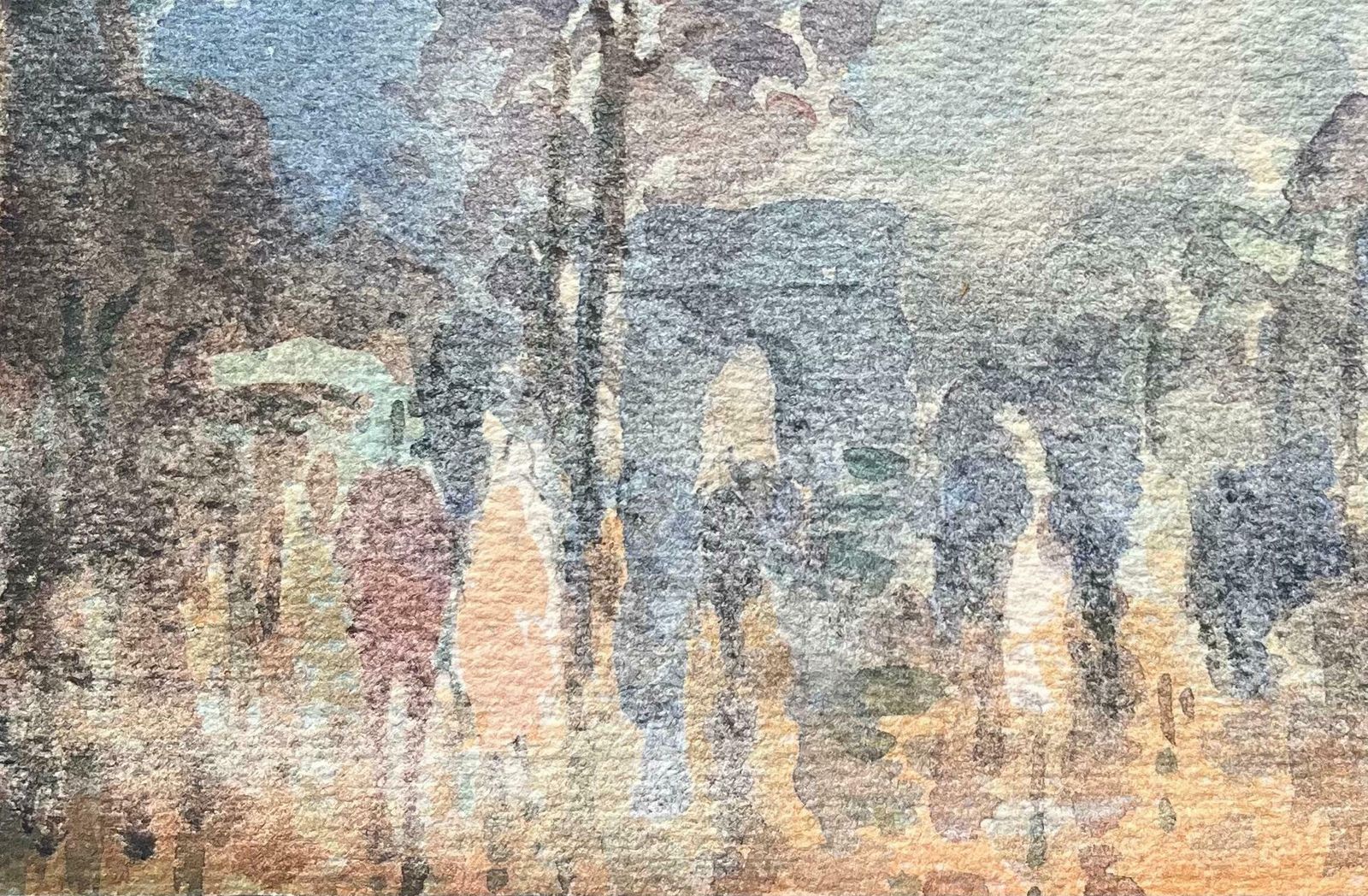 Maurice Mazeiliefrench Impressionist Watercolor Of Park With View Of Champs élysées At Dusk20th Century photo 225.0