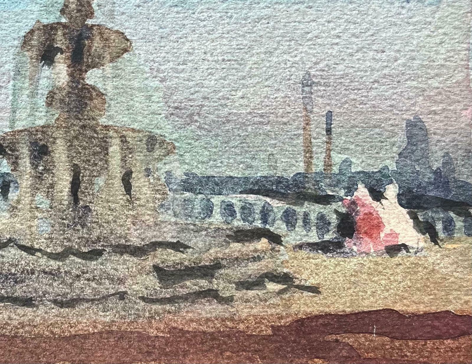 Maurice Mazeiliefrench Impressionist Watercolor Of Fontaine Des Mers At Place De La Concorde20th Century photo Art