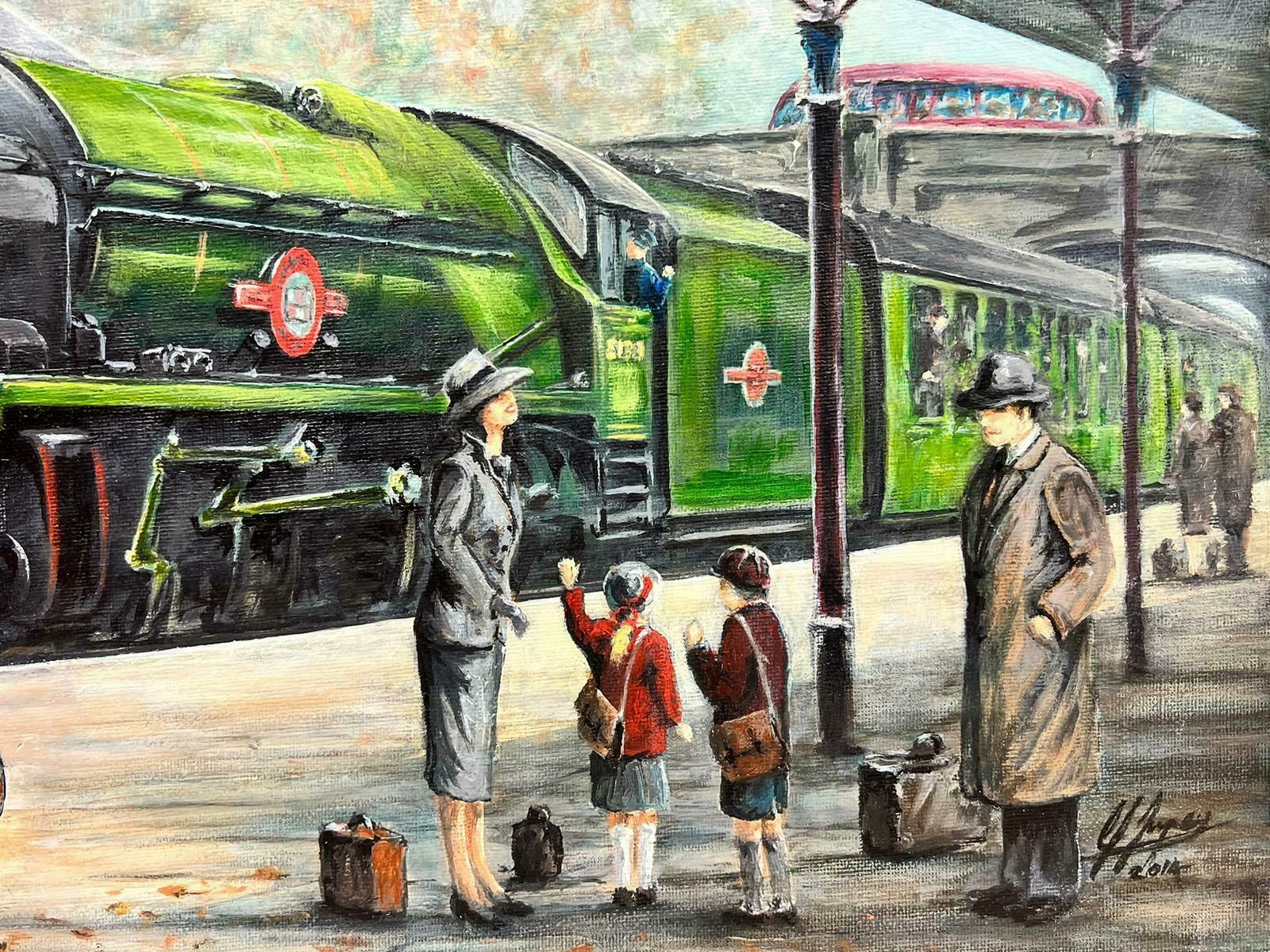 Colin Impeyvintage Nostalgic English Oil Painting Family At Steam Engine Train Station photo buy