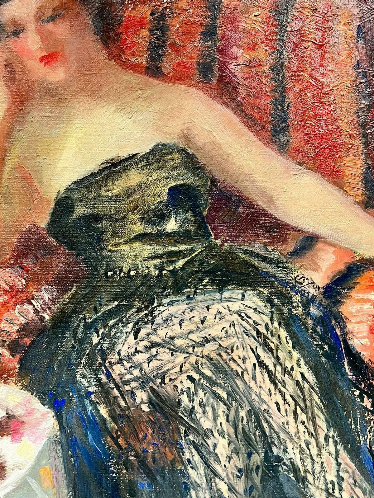 photo for sale Josine Vignonelegant Lady In French Interior, 1960's French Post Impressionist Oil Painting1960's