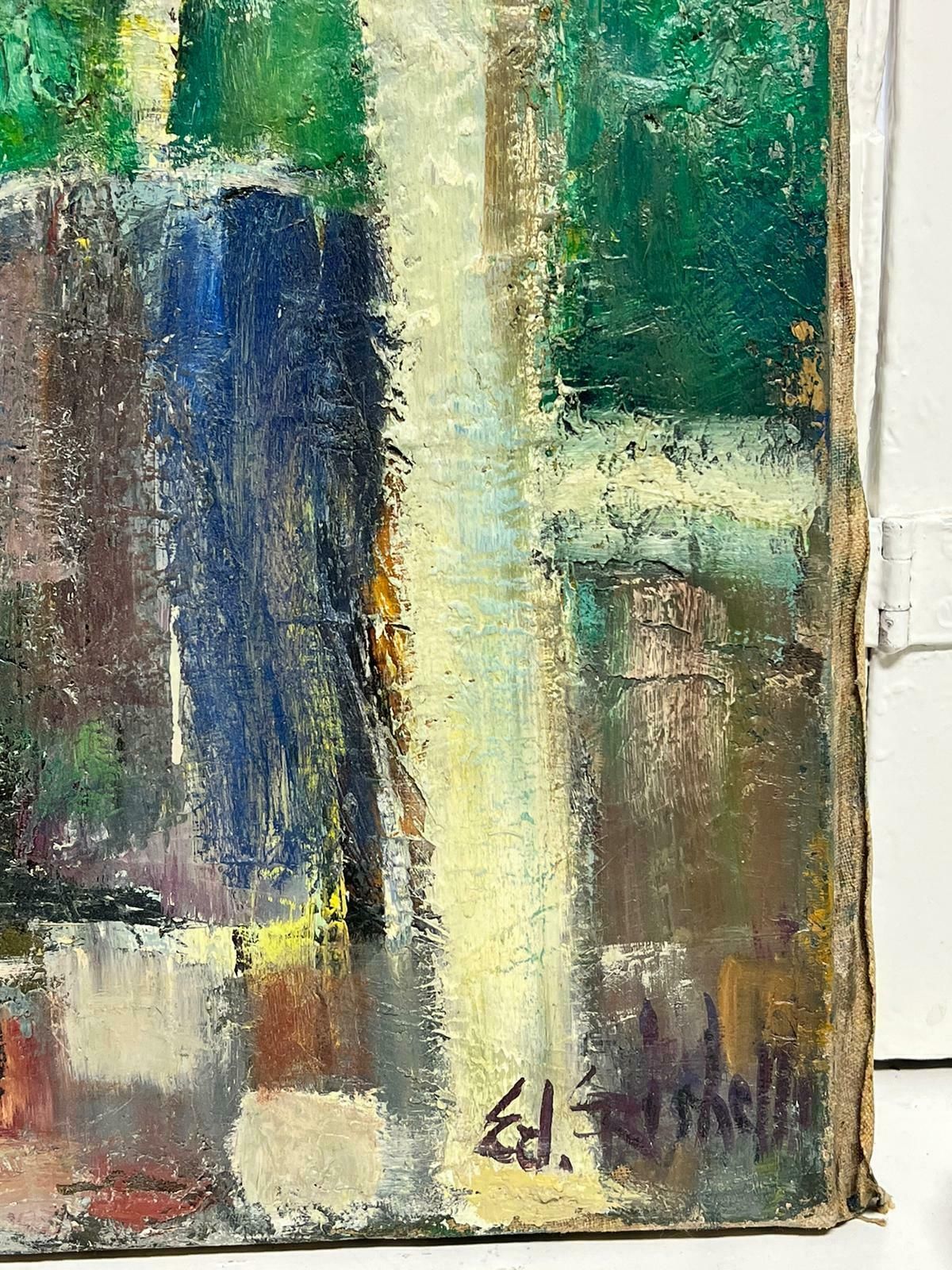 édouard Righetti (1924 2001)original French Mid Century Postimpressionist Oil Green Balcony Med Terrace View1950's photo 1173.0