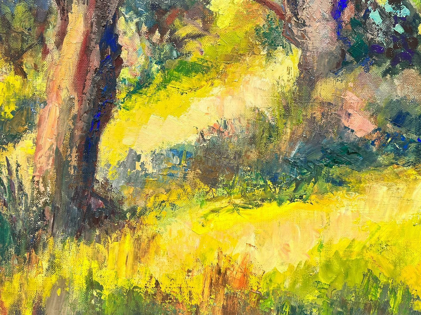 Josine Vignon1950's Large French Post Impressionist Oil Summer In The Woods Green Fields1954 photo furniture