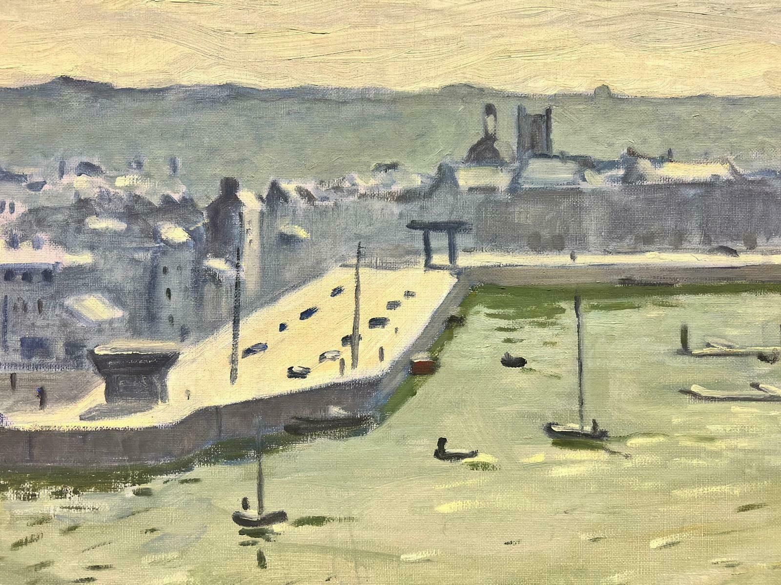 Guy Pichonboats At Dieppe Harbour Fine French Impressionist Signed Oil On Canvas20th Century photo for sale