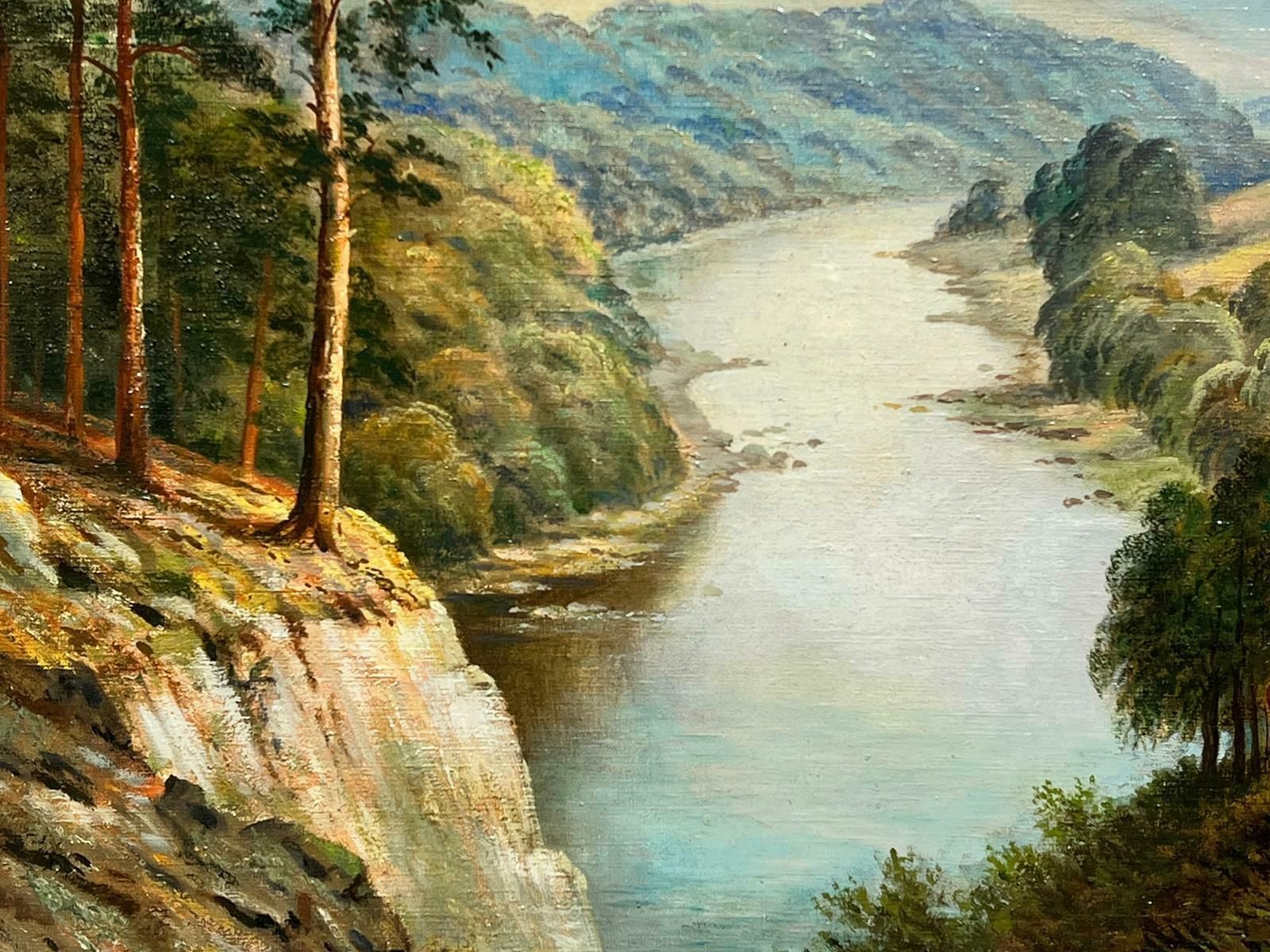 George Mulready Freezorhuge Antique British Signed Oil Extensive River Landscape Hilly Views, Framed19th Century photo 1989.0