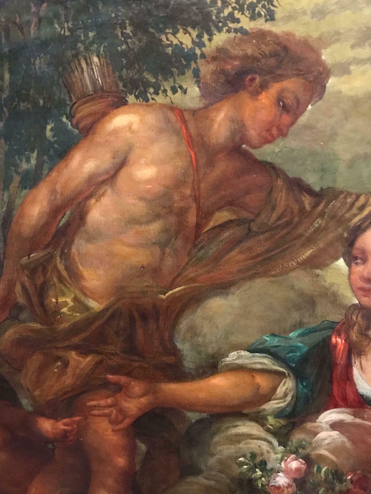 French Rococohuge Antique French Rococo Oil Painting Mythological Lovers In Landscapec.1890 photo vintage