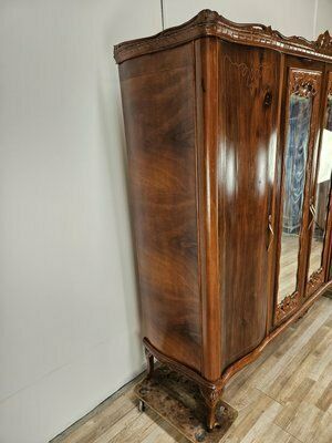 Chippendale Style Walnut And Maple Wardrobe, 1930 photo for sale