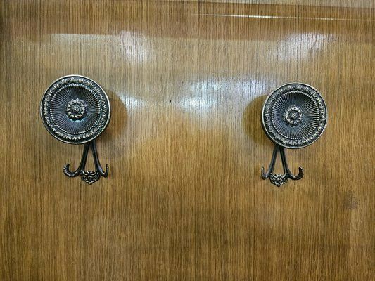 2003.0 Wooden Wall Coat Hanger With Brass Hangers, 1950 photo