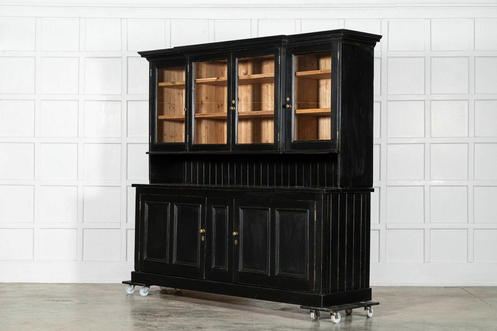 Large 19thc English Ebonised Pine Butlers Pantry Cabinet photo 5693.0