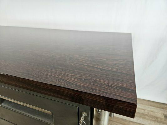 Iron Desk With Rosewood Laminate Top From Mobiltecnica Turin, Italy, 1970s photo buy