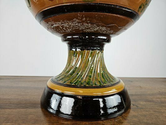 296.0 Brown Terracotta Amphora With Floral Decorations, 1980 photo