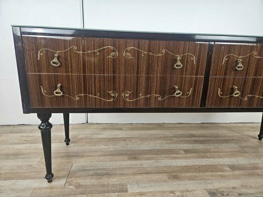 photo furniture Mid Century Chest Of Drawers With Blue Glass And Four Drawers, 1960s