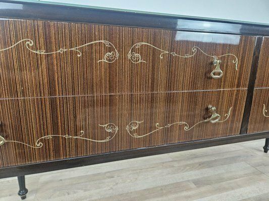 photo vinterior Mid Century Chest Of Drawers With Blue Glass And Four Drawers, 1960s