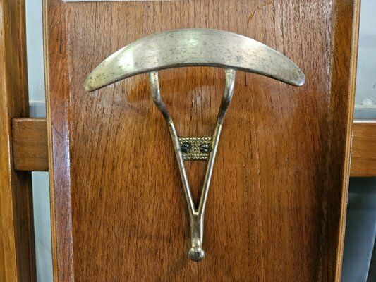 photo for sale Wooden Wall Coat In Skai With Brass Hangers, Italy, 1950s