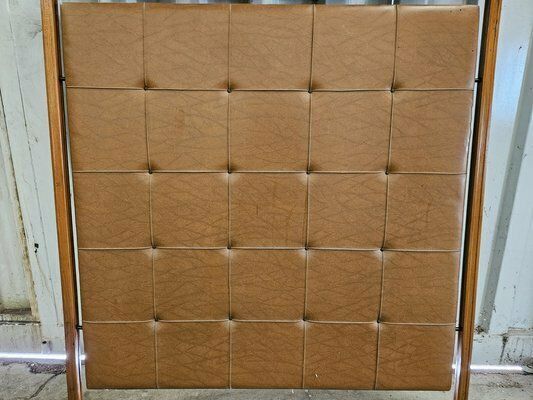 photo vintage Wooden Wall Coat In Skai With Brass Hangers, Italy, 1950s