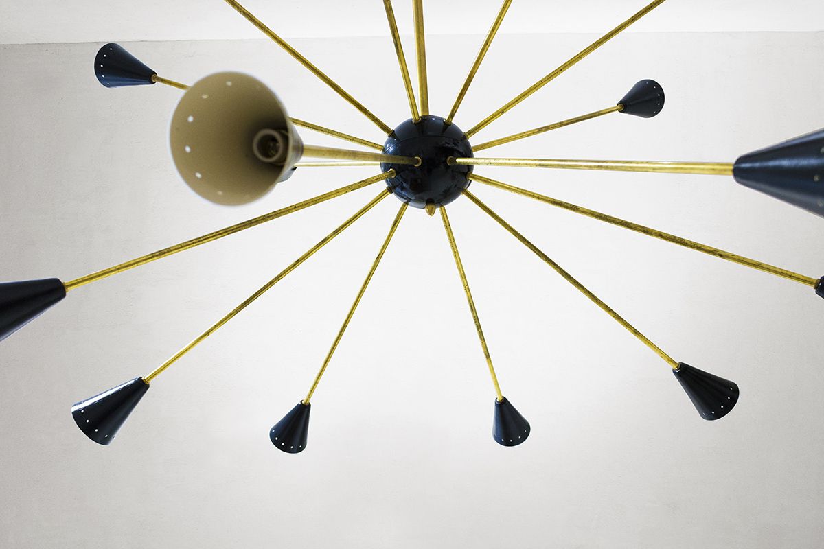 Mid Century Sputnik Chandelier In Brass, 1960s photo for sale
