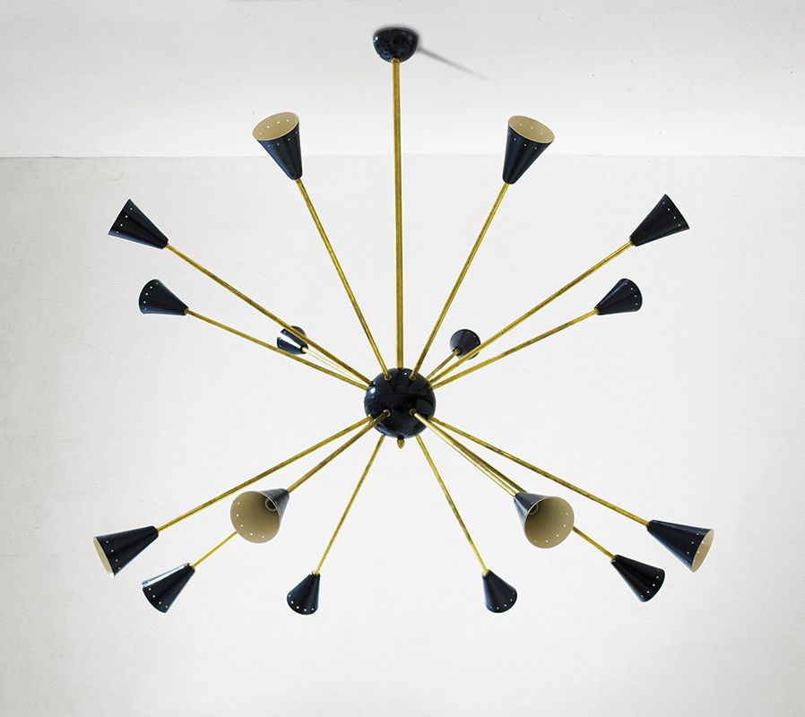 Mid Century Sputnik Chandelier In Brass, 1960s photo 2591.0