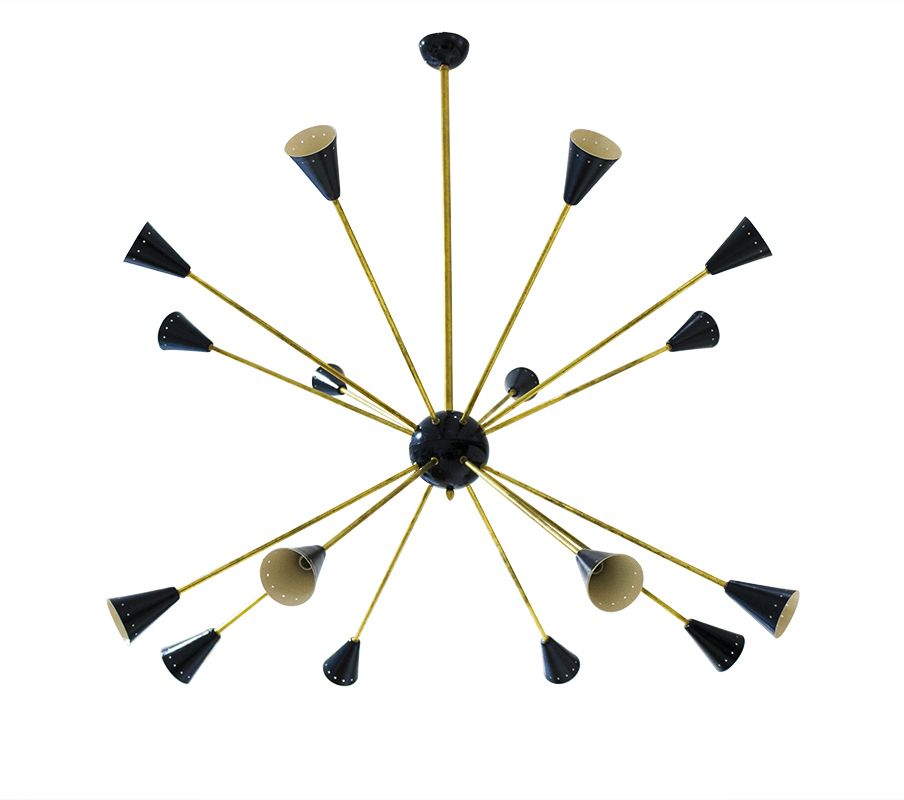 Mid Century Sputnik Chandelier In Brass, 1960s photo furniture
