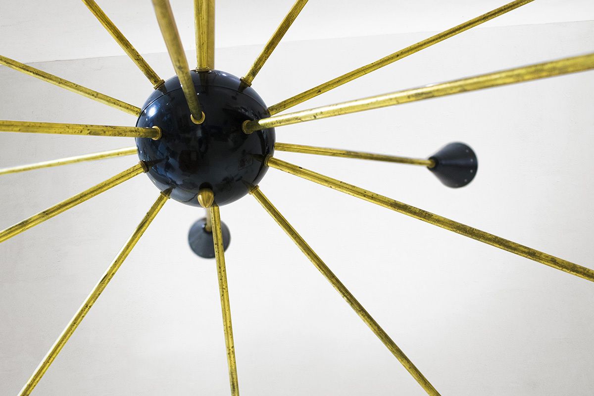 Mid Century Sputnik Chandelier In Brass, 1960s photo vinterior