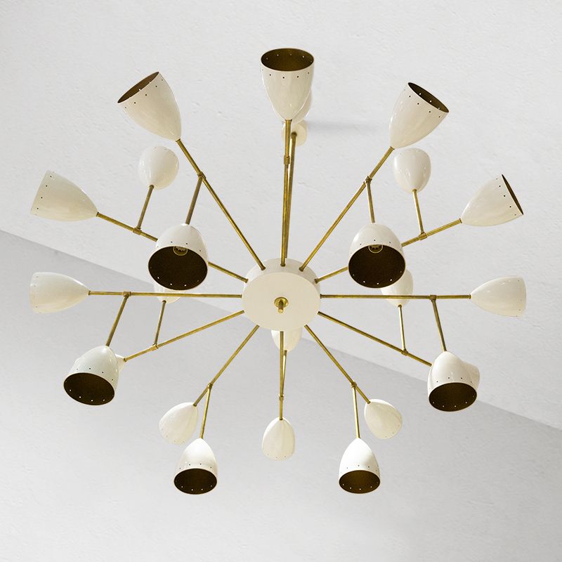Mid Century Ivory Brass Chandelier, 1960s photo for sale