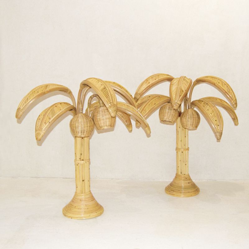 Rattan Palm Table Lamps, Set Of 2 photo Lighting