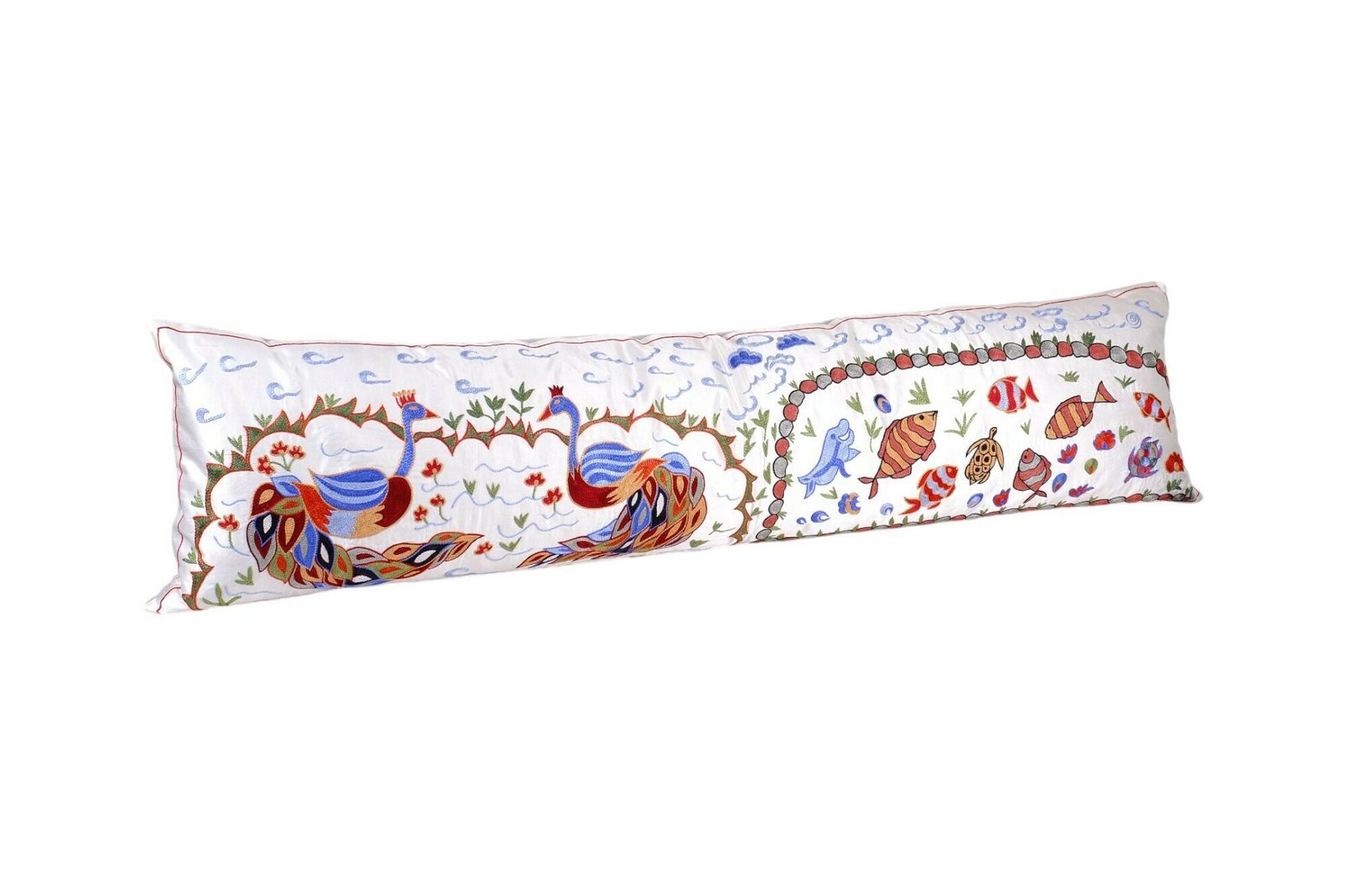 Suzani Horse Bedding Pillows Made From Tashkent Suzani, Hippie Extra Long Animal Pictorial Cushion photo 195.0