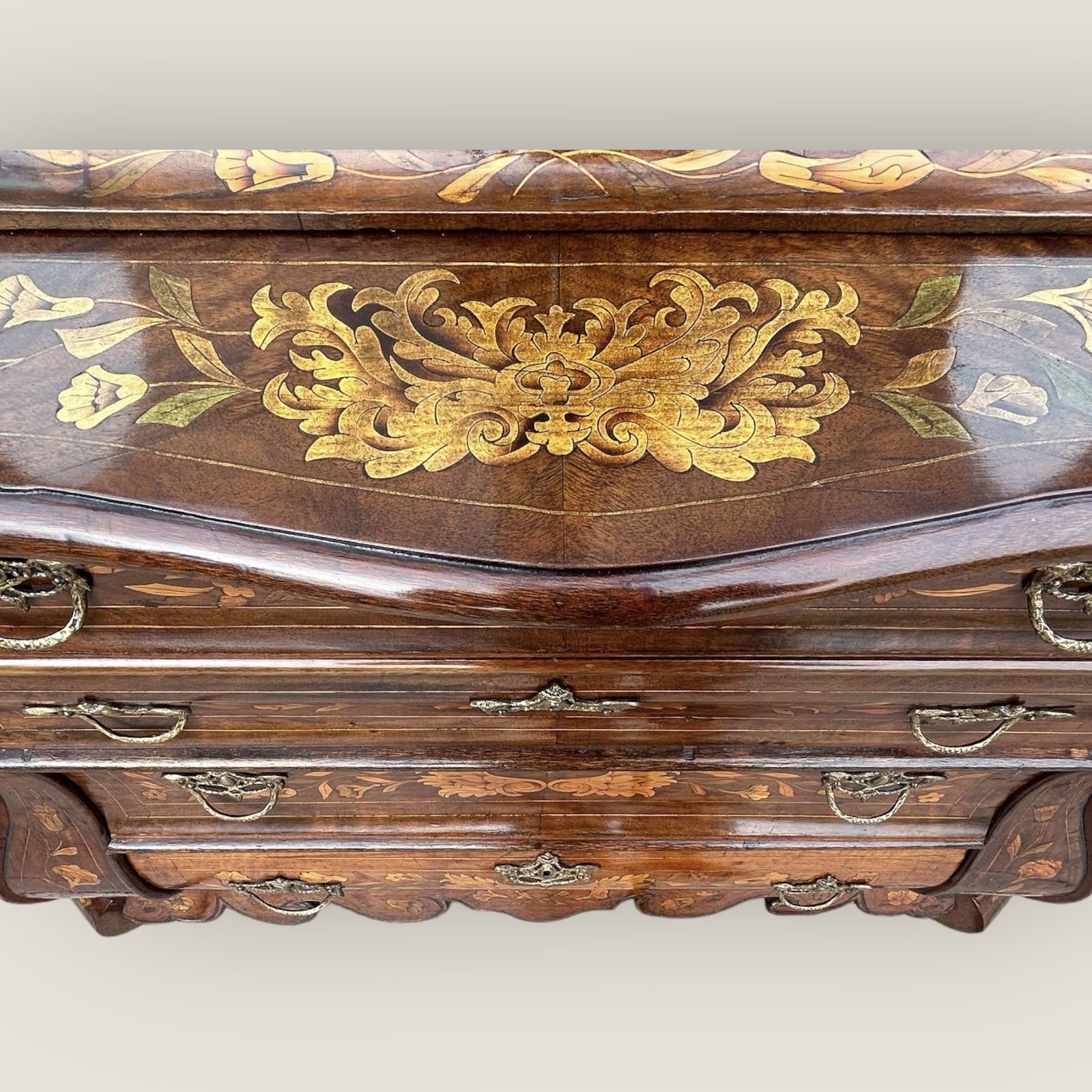 photo for sale Edwards & Roberts Dutch Marquetry Display Cabinet On Chest