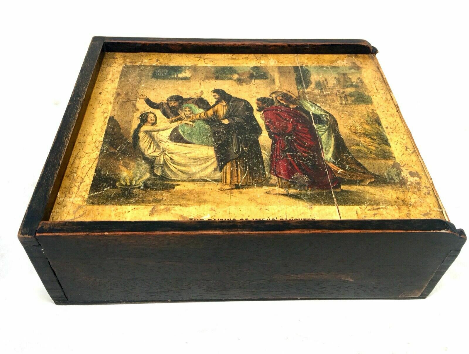 Antique Religious Block Puzzle M H Long In Original Box / Complete C.1880 photo furniture