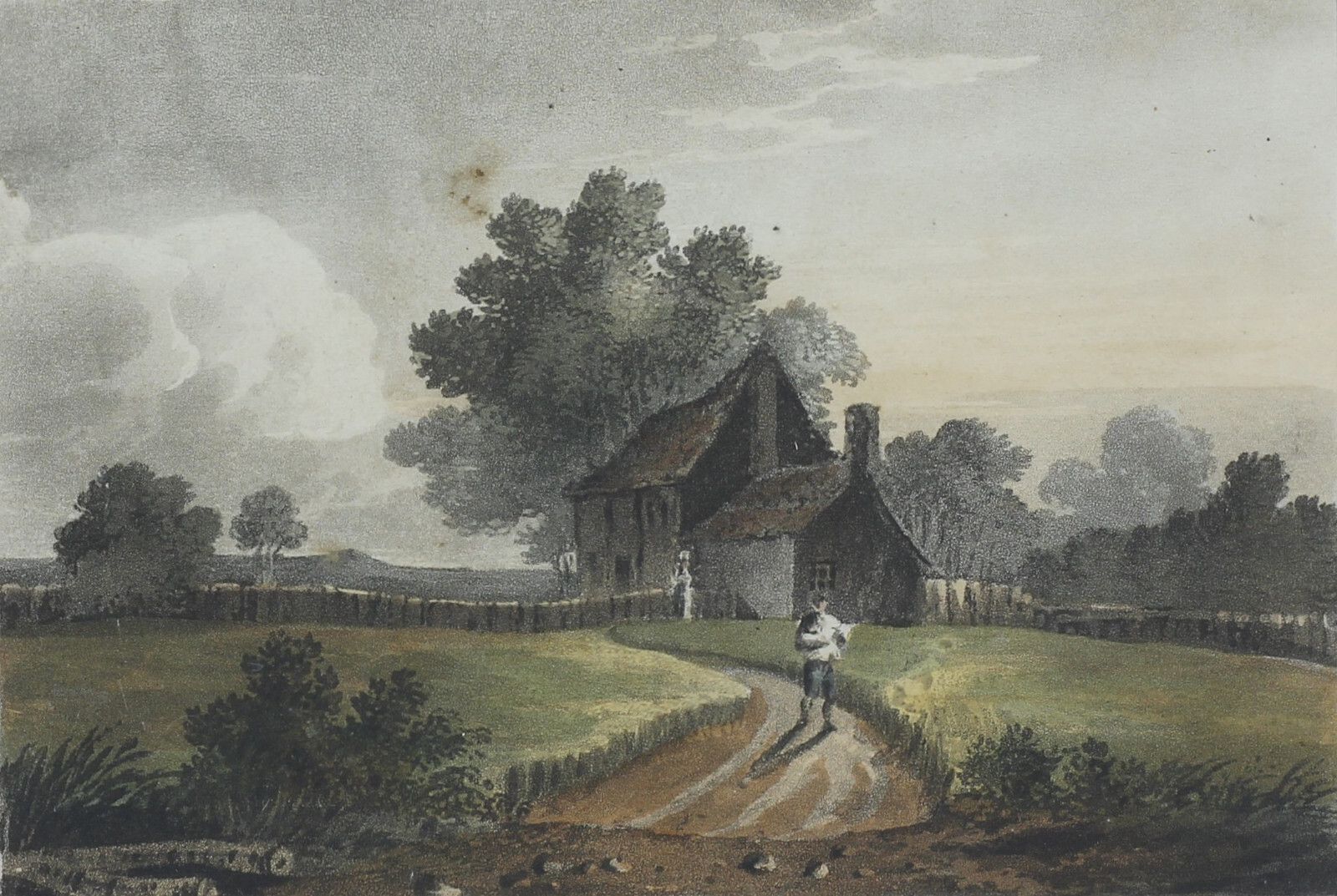 Hand Coloured Aquatint Engraving Of A View Near Berwick Upon Tweed. photo furniture
