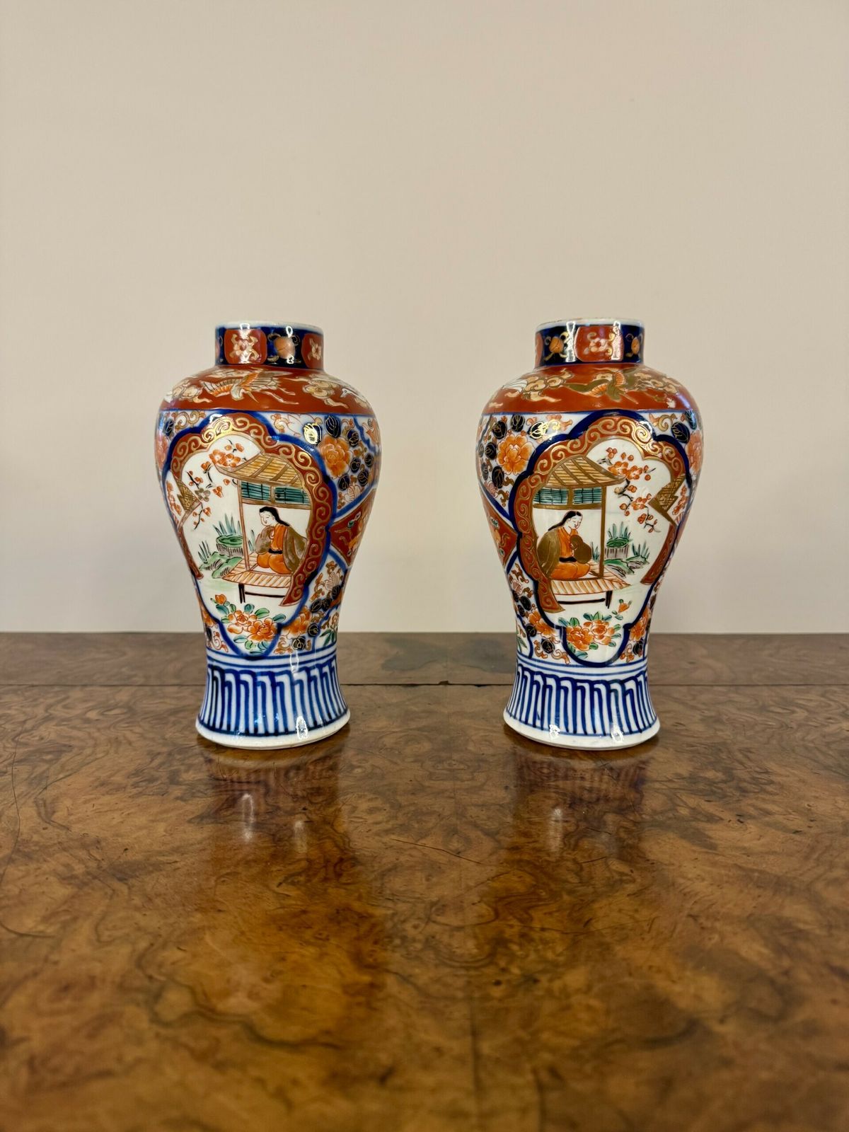 Quality Pair Of Antique Japanese Imari Baluster Vases photo furniture