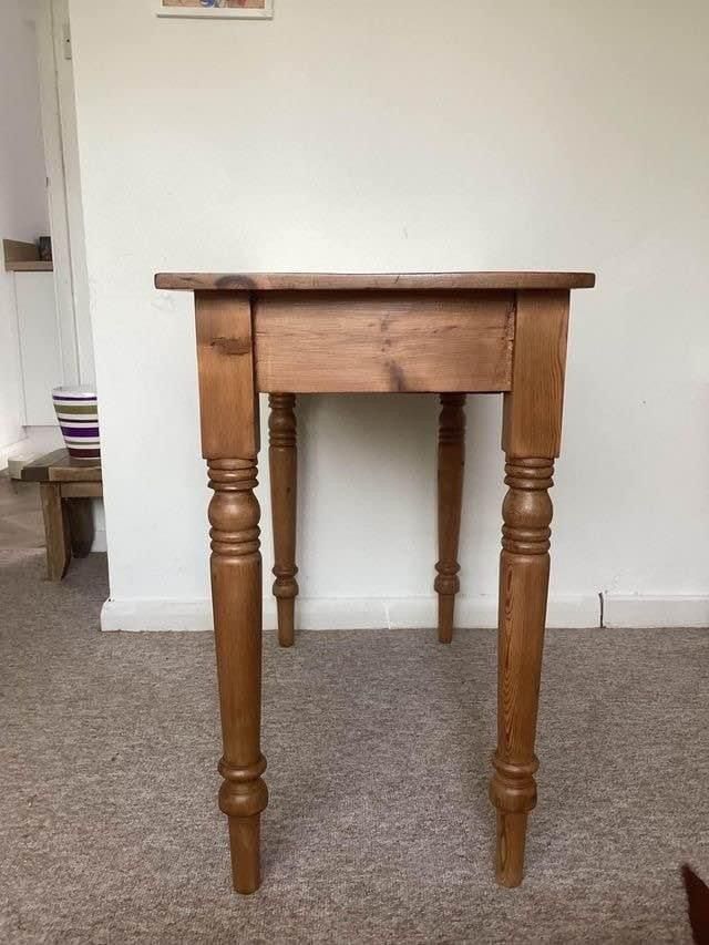 Vintage Pine Farmhouse Country Cottage Hall Table With Drawer photo furniture