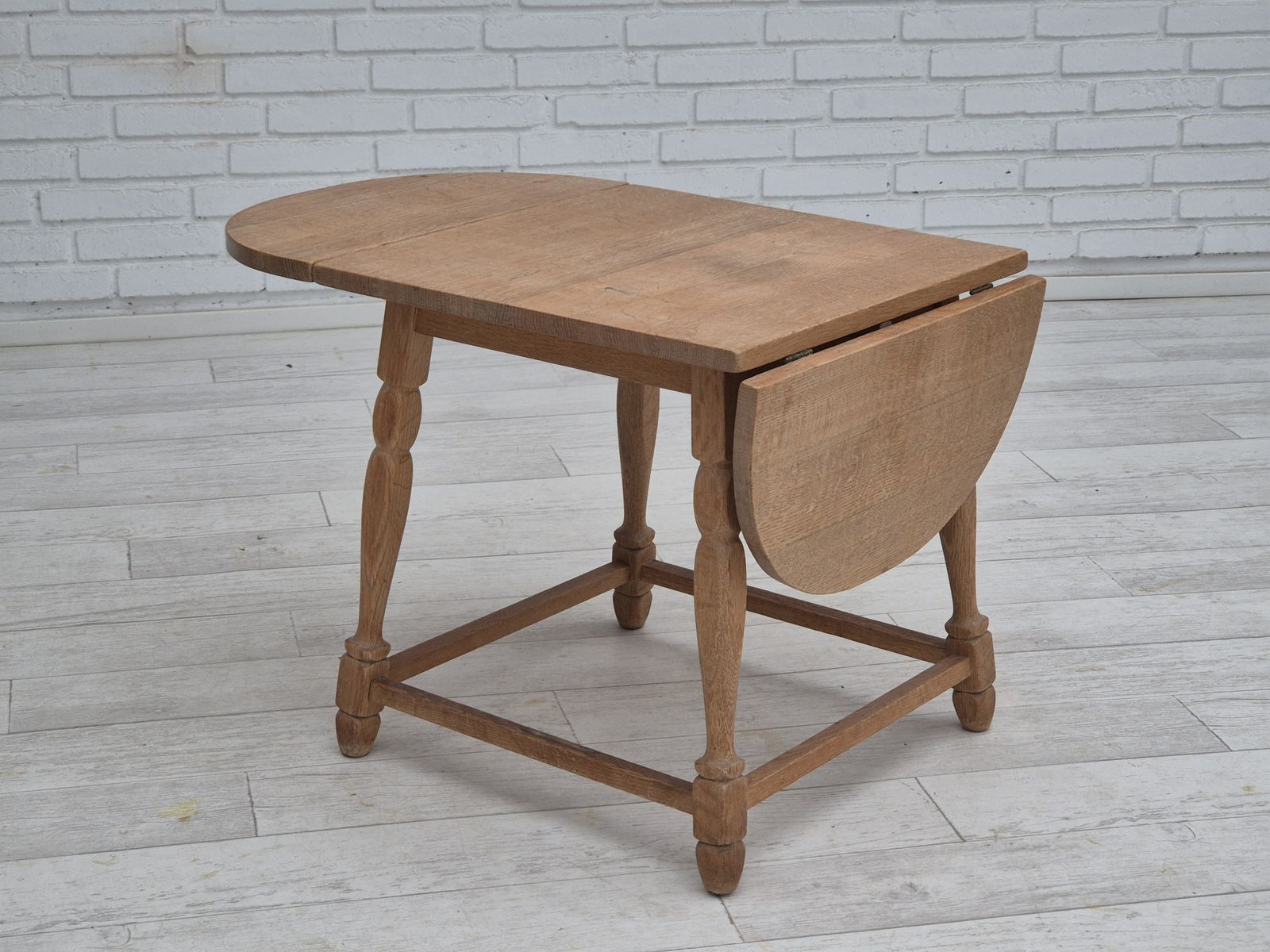 1970s, Danish Foldable Table, Solid Oak Wood, Original Condition. photo Furniture