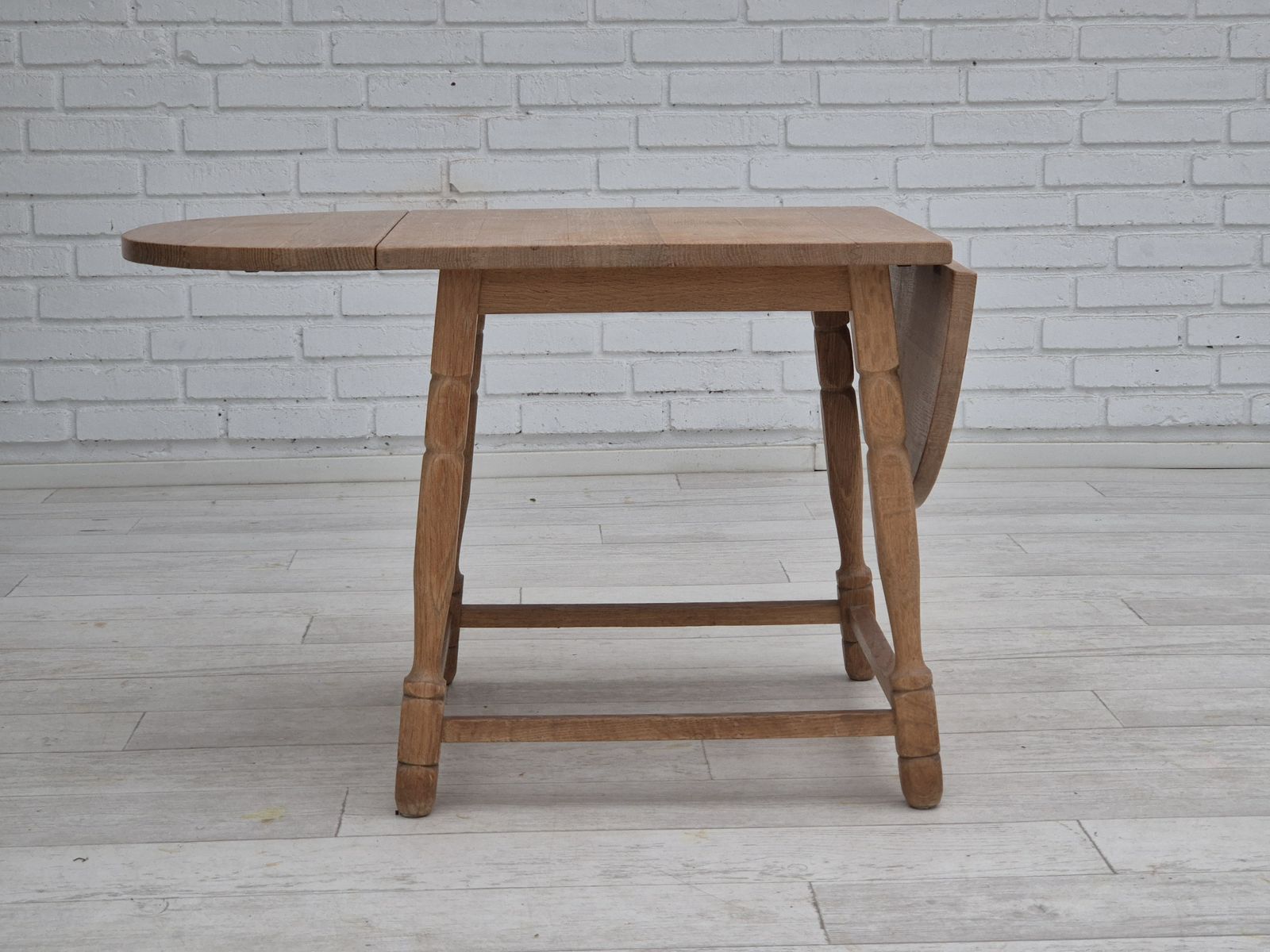 Furniture 1970s, Danish Foldable Table, Solid Oak Wood, Original Condition. photo