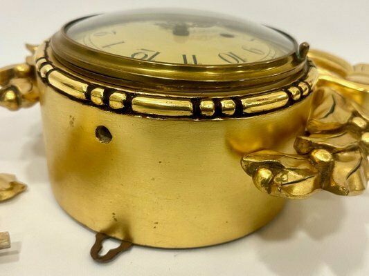 Swedish Rococo Style Gild Carved Wood Wall Clock From Westerstrand, 1960s photo buy