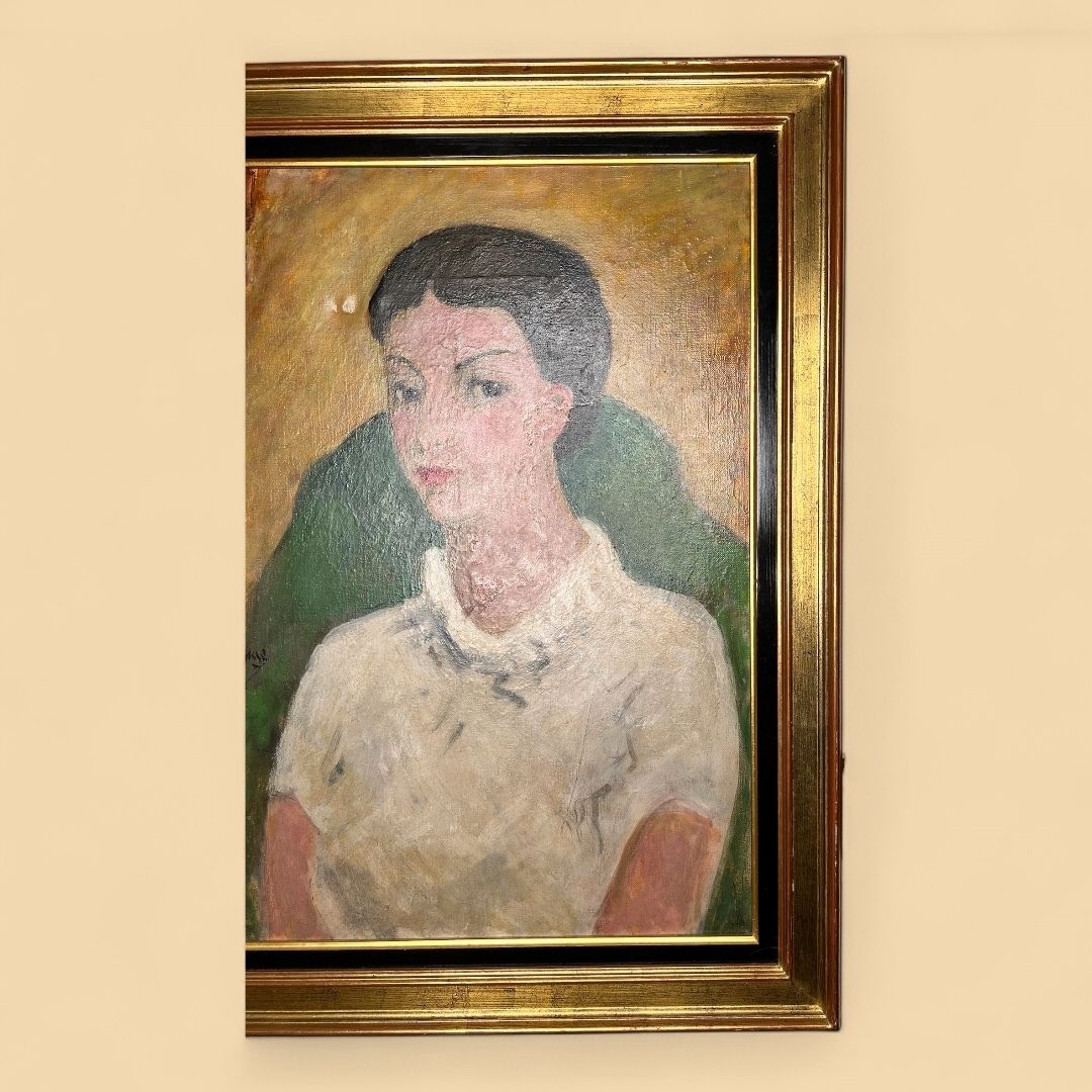 Portrait Of A Woman, Oil On Canvas Painting photo for sale