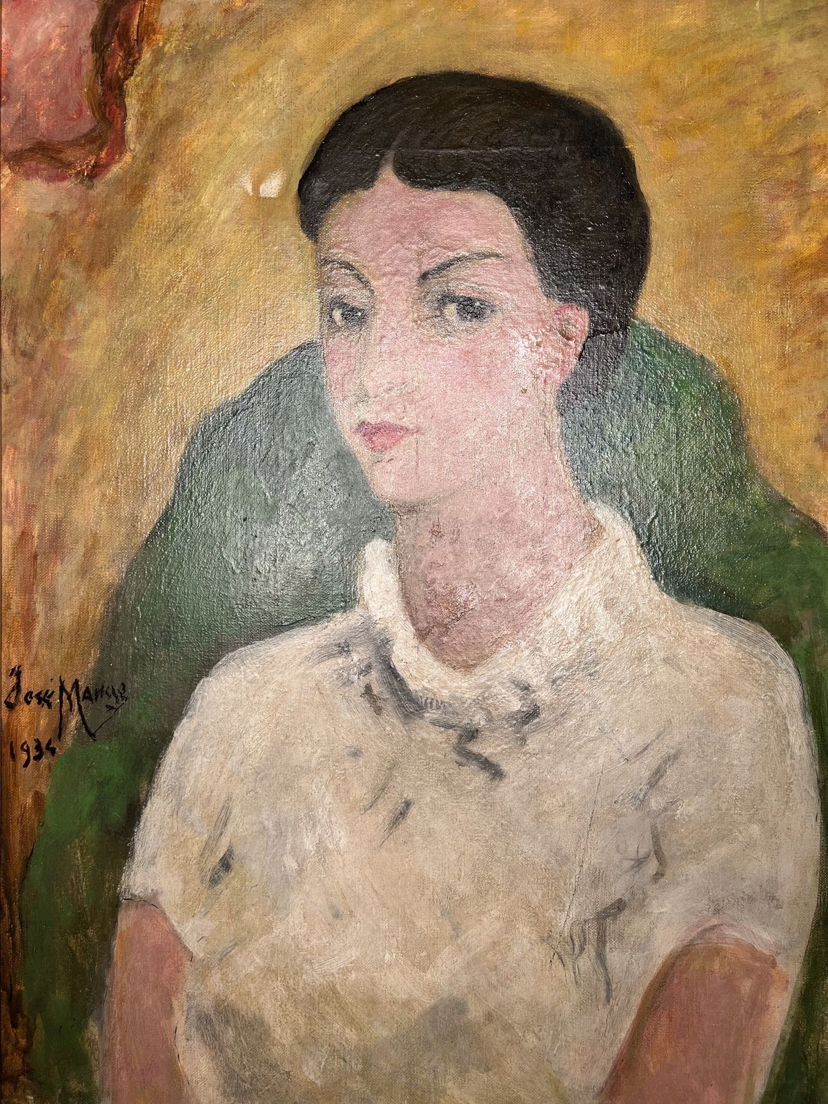 Portrait Of A Woman, Oil On Canvas Painting photo vinterior