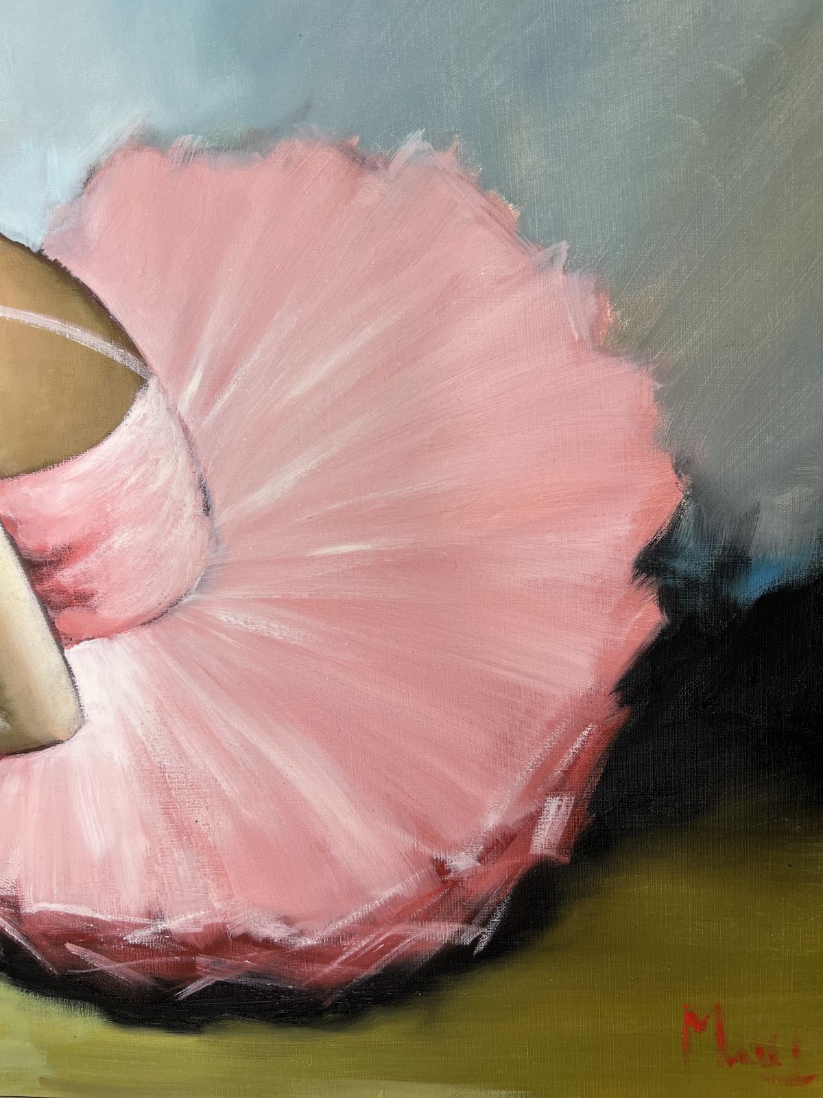 Ballerina Dancer, Oil On Canvas Painting photo vinterior