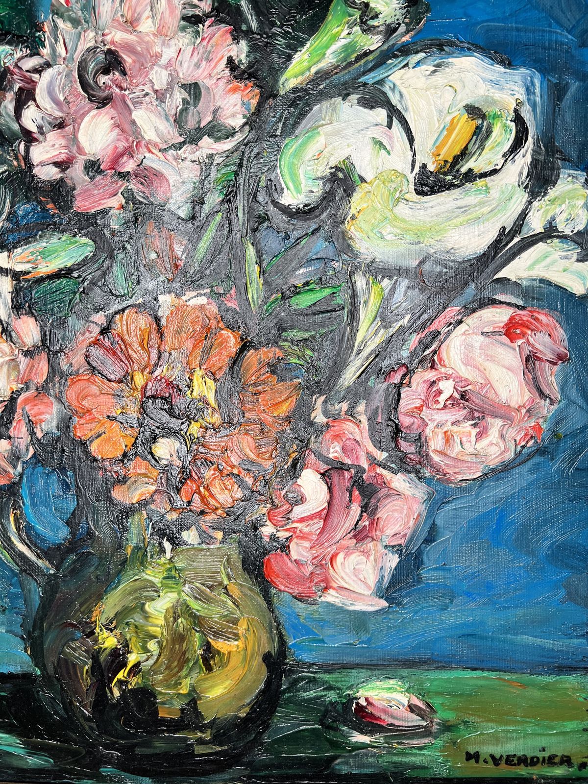 The Zinnias, Oil On Canvas Painting photo buy