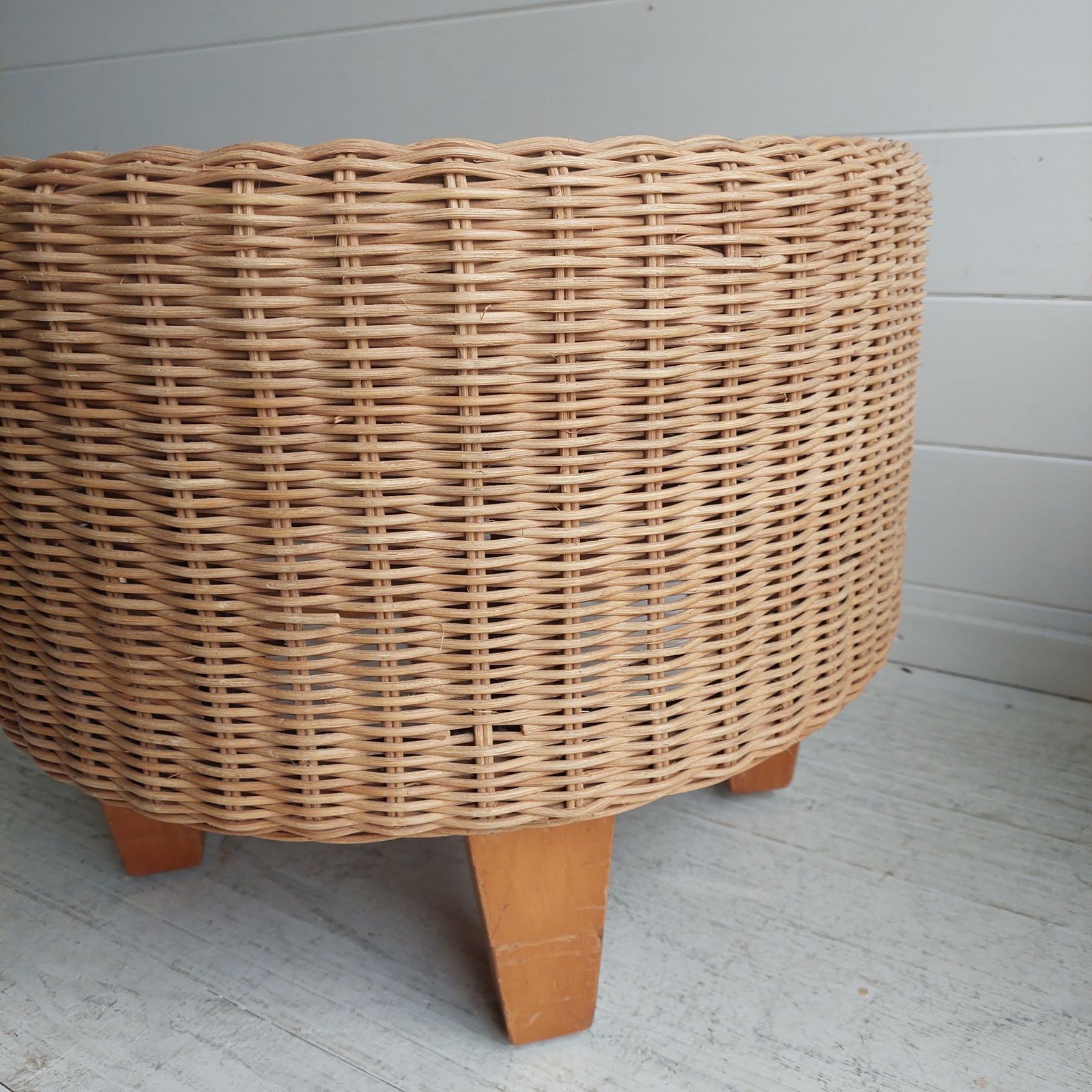 Vintage Ikea Wicker Footstools Side Tables Ottomans Late Mid Century, 90s Set Of 2 photo vinterior