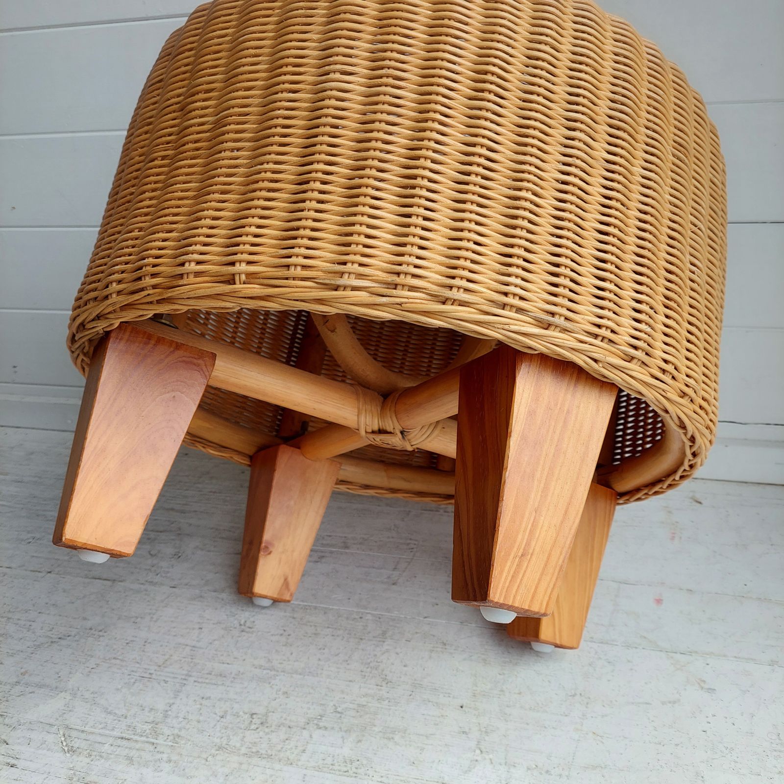 photo buy Vintage Ikea Wicker Footstools Side Tables Ottomans Late Mid Century, 90s Set Of 2