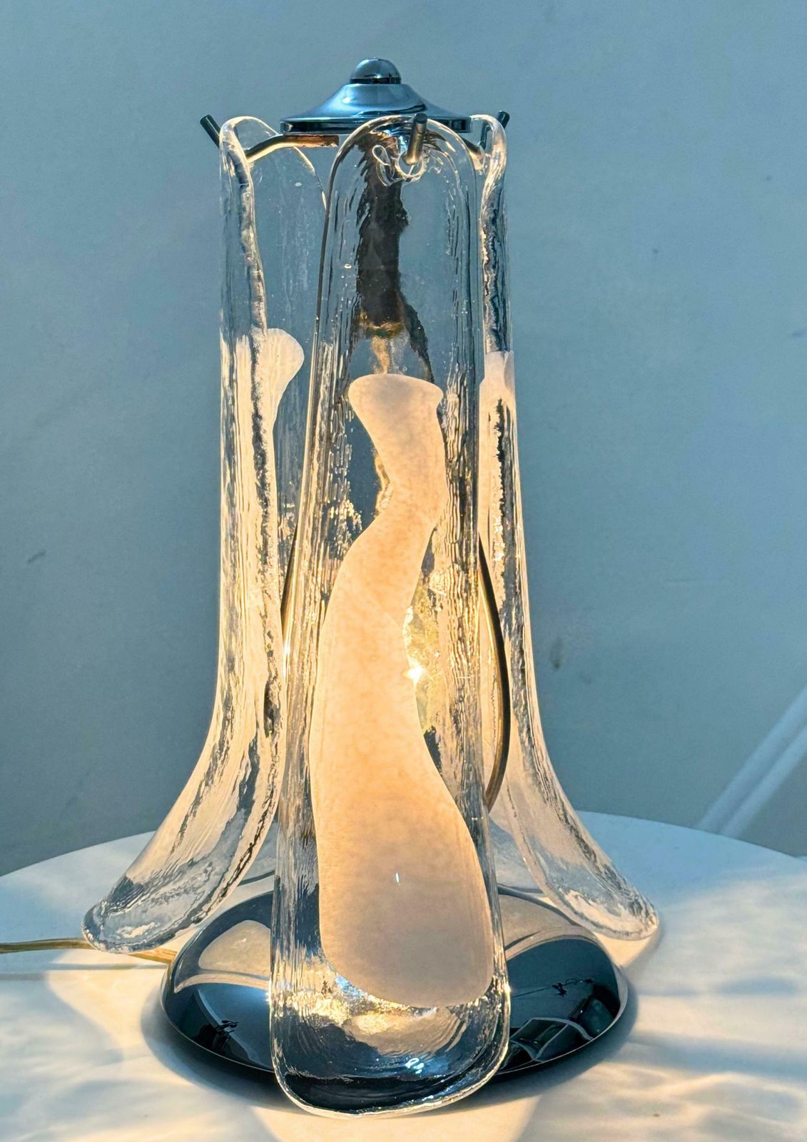 Pair Of Murano Glass Petals Table Lamps, Set Of 2 Venetian Glass Flower Lamps photo 990.0