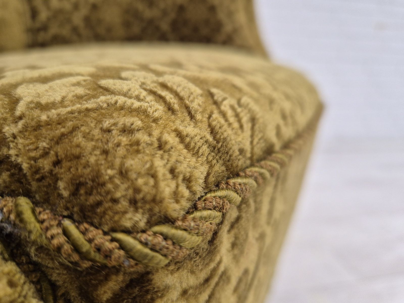 photo furniture 1950s, Danish Lounge Chair, Reupholstered, Green Furniture Fabric.