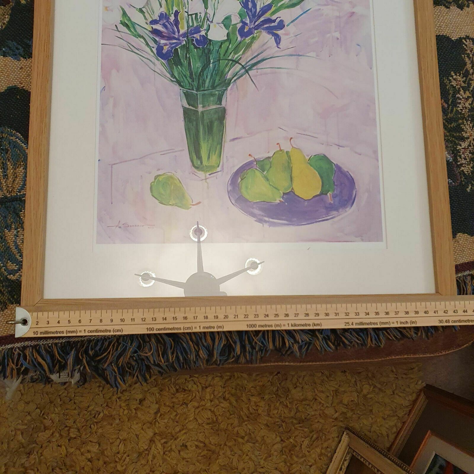 photo vintage Artist Signed Alexander Sorokin Art Print Floral Still Life Flowers Framed H54cm
