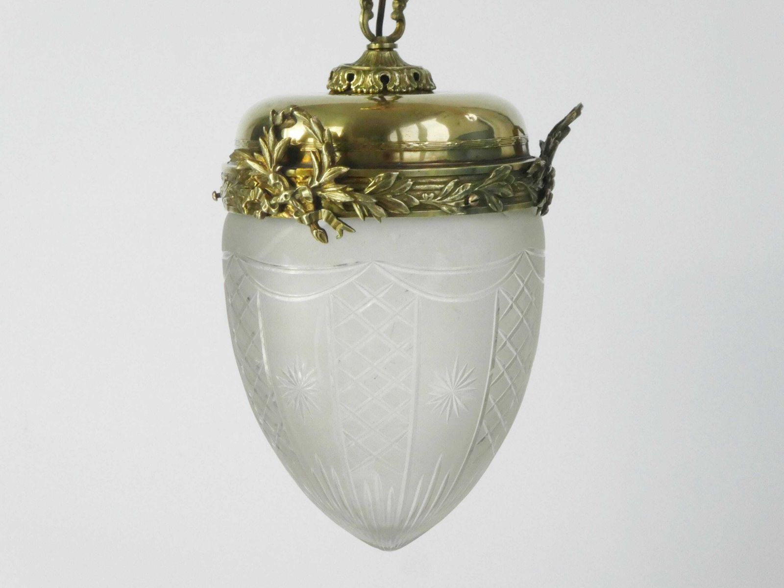 Antique Art Nouveau Chandelier With Brass, Elegant French Lamp With Cut Glass, Crystal Teardrop Pendant, Ceiling Lamp photo furniture