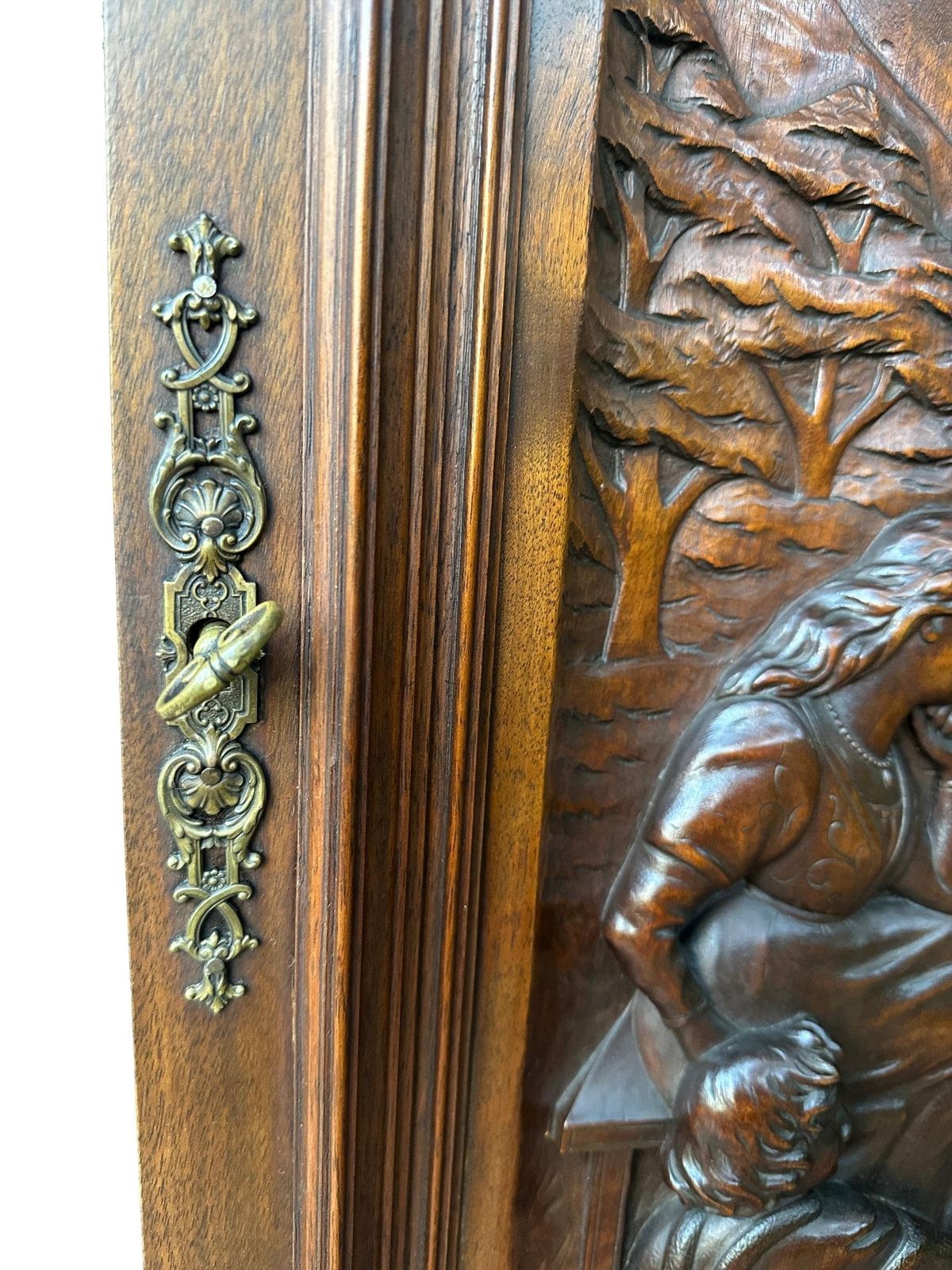 photo furniture Large French Antique Architectural Hand Carved Walnut Oak Wood Door Panel