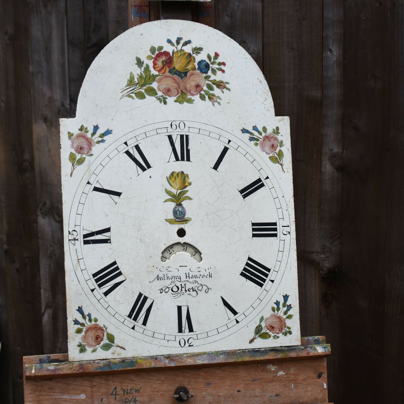 Antique 1822 Regency Anthony Hancock Otley Hand Painted Grandfather Clock Face