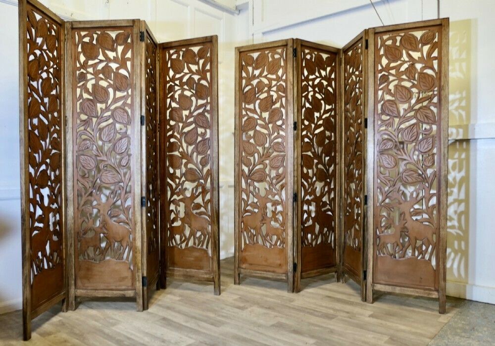 A Pair Of North African Carved Pierced 4 Fold Screens photo for sale
